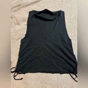 Audrey 3+1 Black V Neck Tank Top with mock neck